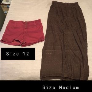 Women’s skirt and shorts.